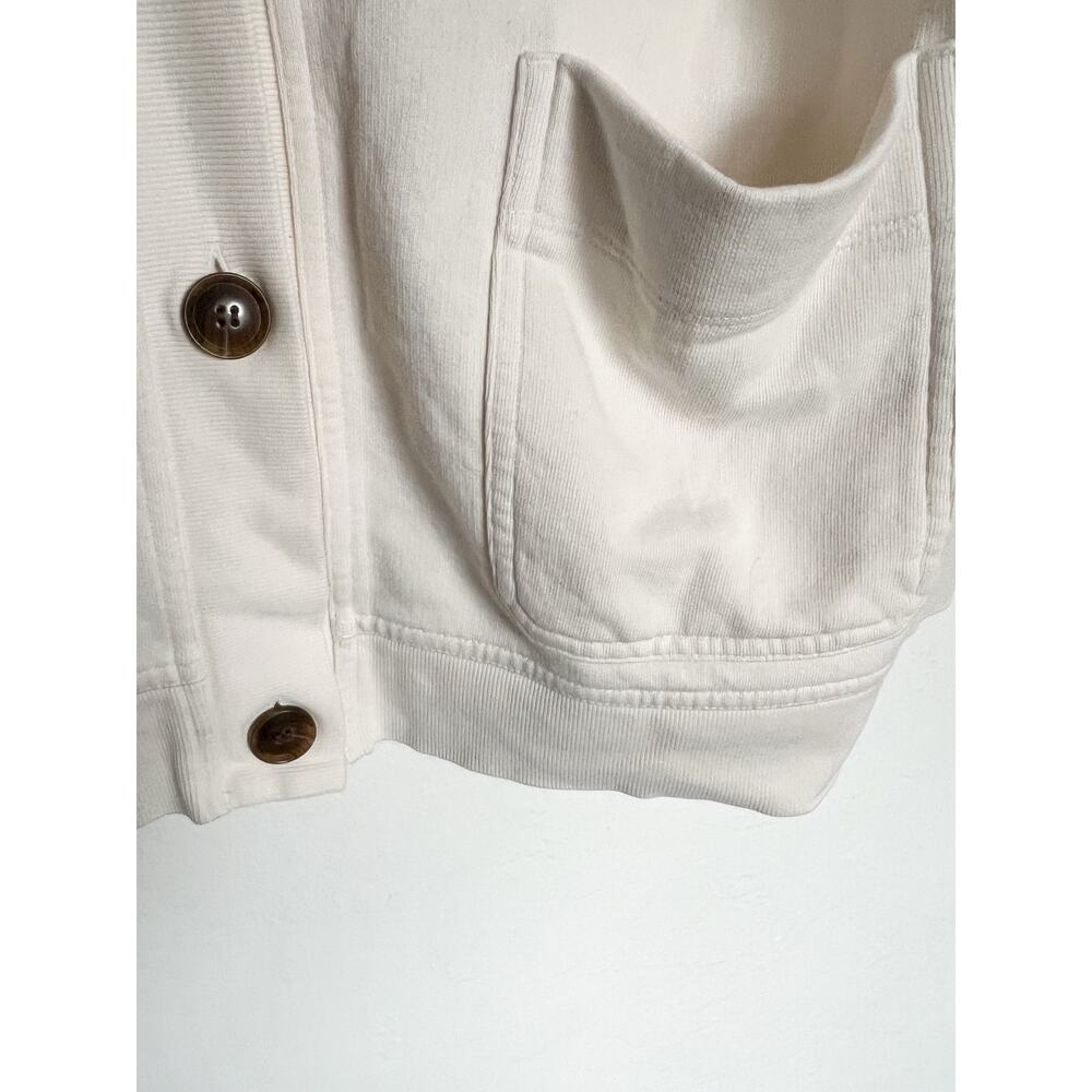 Vince Cardigan Medium French Terry Bone Button Ivory Lounge Basic Long Sleeve - Picture 7 of 8